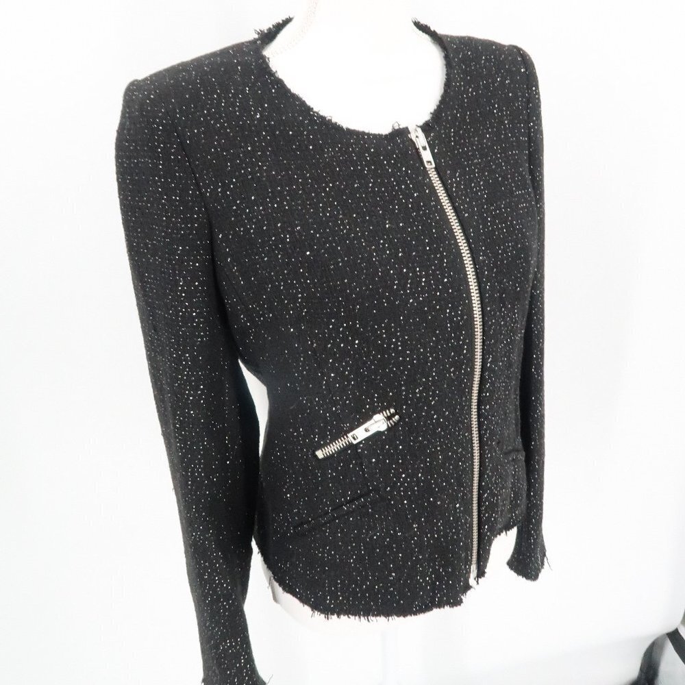 Body by Victoria Victoria's Secret Black Silver Sparkle Tweed Style Jacket 12